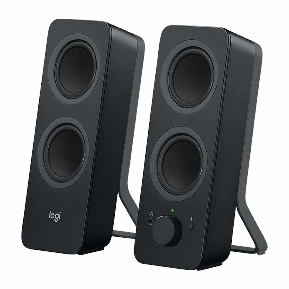 Altavoces estéreo Logitech Z207 con su diseño compacto, audio pleno y envolvente, encajan fácilmente en el espacio de tu escritorio.