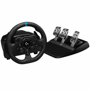 El volante Logitech G923 da vida a la física del automovilismo virtual, para que puedas sentir cada cambio de marcha, cada derrape y cada curva cerrada.