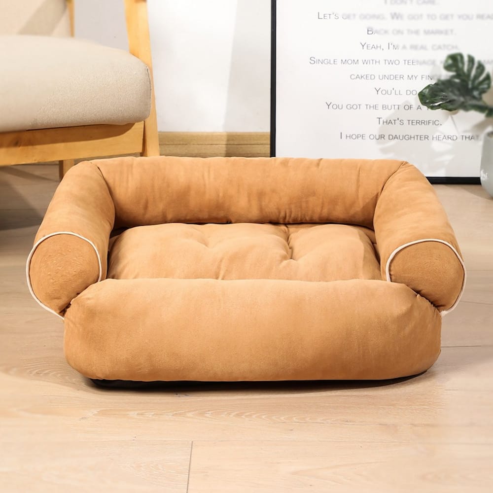 Cama sofá perro diseñada para el bienestar de tu mascota. Superficie suave, mullida, agradable al tacto y disponible en una amplia gama de colores y tamaños.