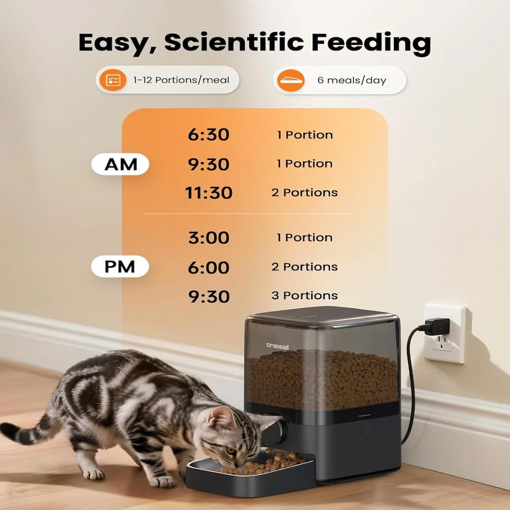 El comedero automático gato alimenta a tu mascota en cualquier momento y evita que coma en exceso mediante la aplicación.